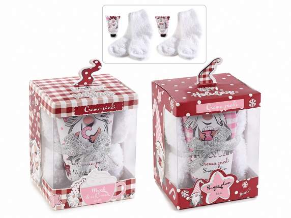 Coffret cadeau crème pieds parfumée et chaussettes douces