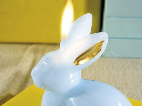 Bougie lapin colorée avec effet brillant et oreilles dorées