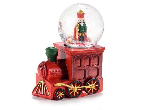 Coffret train de Noël 4 wagons en résine avec boule à neige