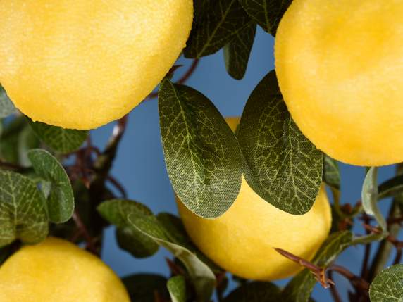 Branche de citron artificielle avec feuilles