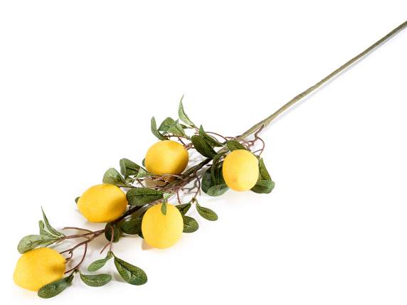 Branche de citron artificielle avec feuilles