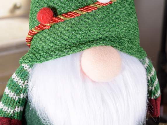 Tissu Père Noël avec bonnet à pompon et étoile scintillante
