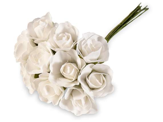 Rose artificielle blanche en papier avec tige malléable