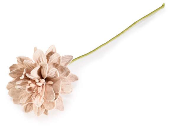 Fleur artificielle en tissu crème avec tige malléable