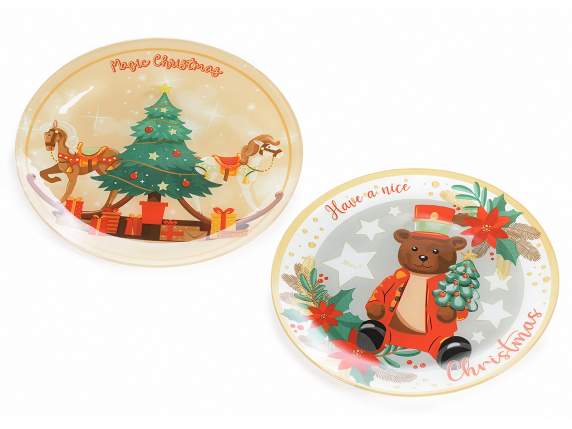 Assiette de Noël ronde en verre
