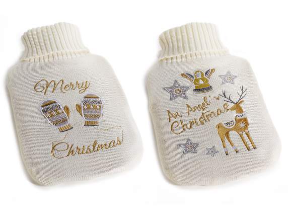 Housse de Noël tricotée pour bouillotte 1,8 L