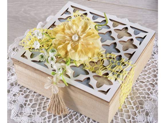 Branche de pivoine en tissu avec perle centrale