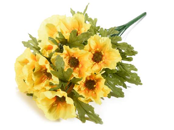 Bouquet de coquelicots jaunes artificiels