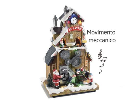 Usine de jouets avec train en mouvement, lumières et musique