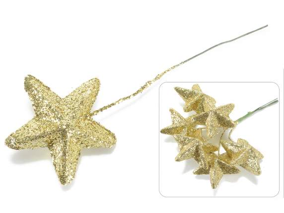 Étoile à paillettes dorées avec tige modelable