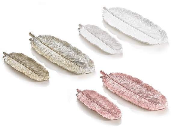 Lot de 2 assiettes en résine pailletée en forme de feuille