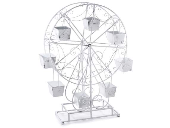 Grande roue en métal avec 8 supports de plantes rectangulair