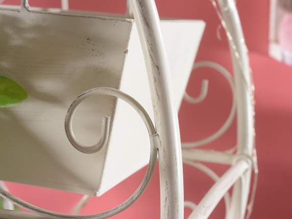 Grande roue en métal avec 8 supports de plantes rectangulair
