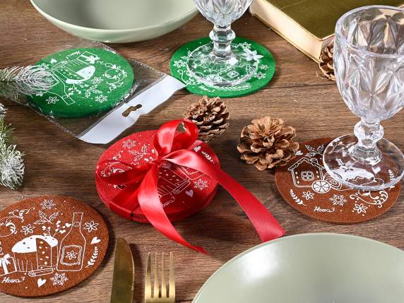 Lot de 4 sous-verres en tissu imprimés de Noël