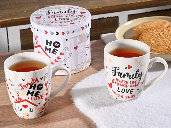 Coffret cadeau avec tasse en porcelaine décorée de 350 ml