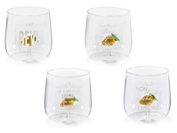 Verre décoré dun citron en 3D et dune inscription blanche