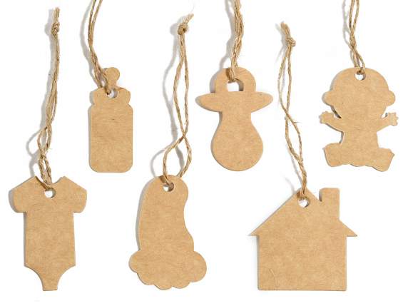 Pack de 36 étiquettes de naissance en carton couleur naturel