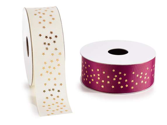 Ruban de satin travaillé avec des étoiles dorées