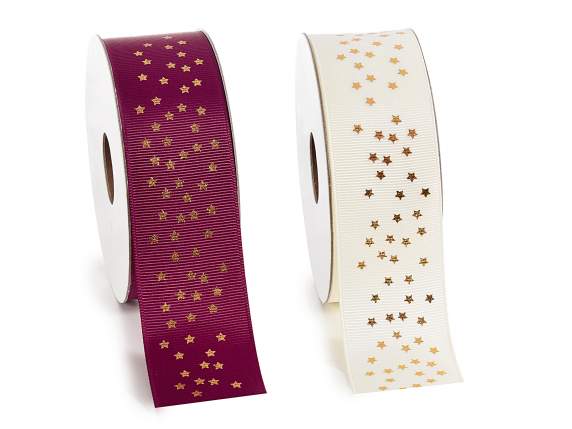 Ruban de satin travaillé avec des étoiles dorées