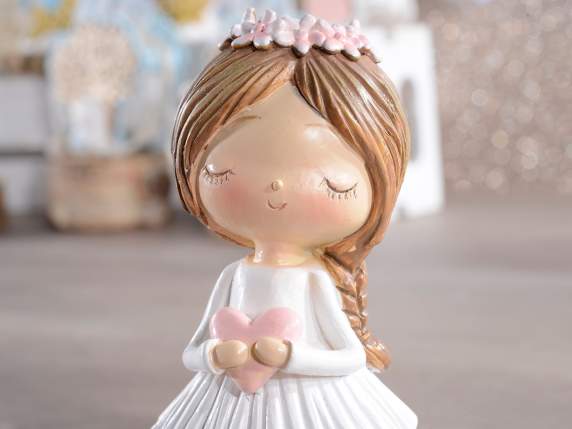 Ballerine en résine avec tutu, couronne, ours en peluche et