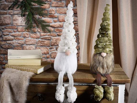 Gnome à longues jambes en tissu et fourrure écologique pour