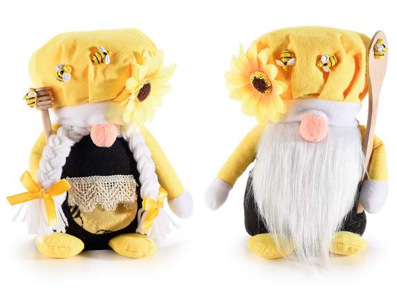 Nain de miel en tissu avec ustensile en bois et abeilles