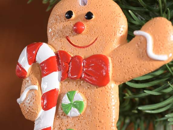 Gingerbread petit bonhomme en résine colorée à suspendre