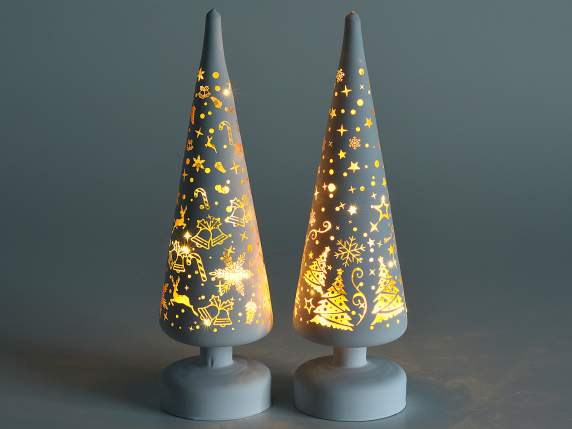 Sapin de Noël en verre décoré de lumières LED