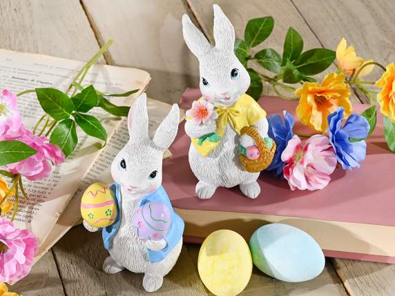 Lapin de Pâques en résine colorée à poser