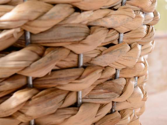 Lot de 2 paniers torsadés en fibres naturelles avec doublure