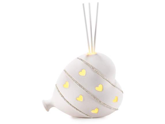 Ballon coeur en porcelaine avec lumières et bâton de parfum