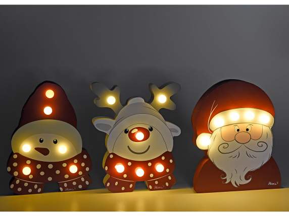 Personnage de Noël en bois avec lumières led à placer