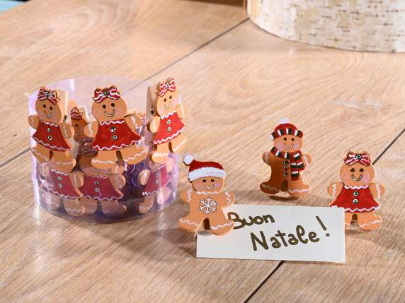 Pack de 18 pinces à linge en bois avec Gingerbread Man
