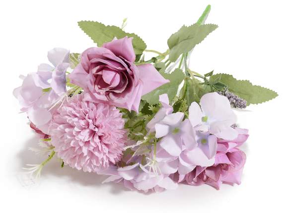 Bouquet en tissu de roses et dhortensias artificiels