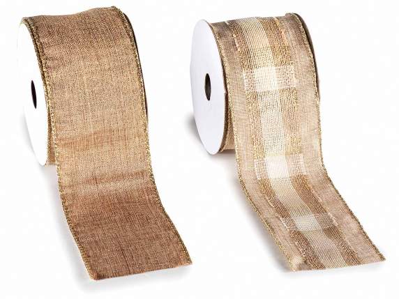 Ruban façonnable de couleur naturelle en tissu pailleté