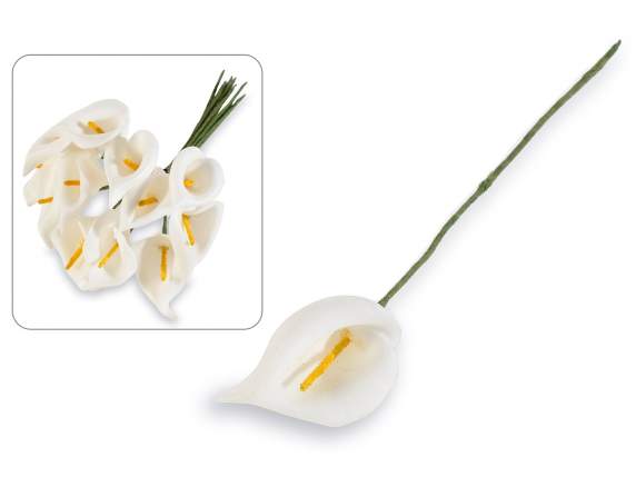 Lys calla en latex blanc avec tige malléable