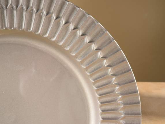 12 Assiettes en plastique dur pour réveillon Noël argent 19 cm