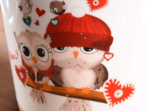 Mug en porcelaine Winter Love avec intérieur coloré