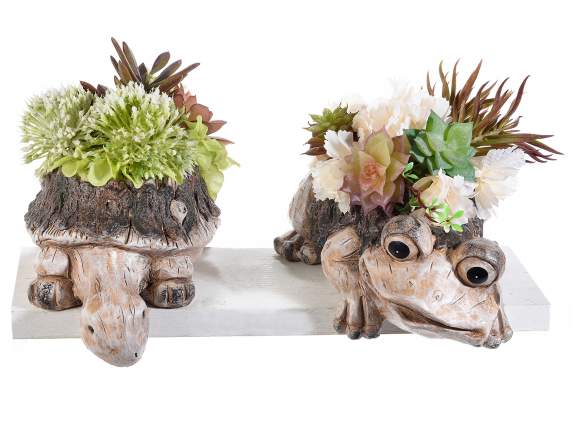 Vase à fleurs en terre cuite avec animal curieux