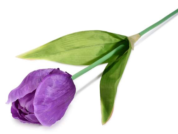 Tulipán gigante de tela con hojas moldeables