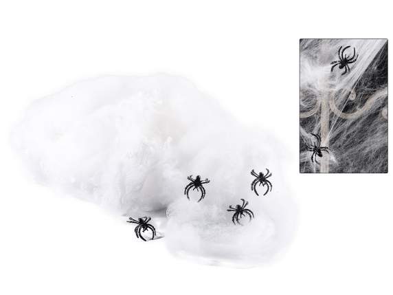 Pack toile daraignée blanche 56 g avec 4 araignées