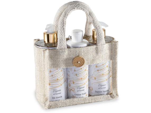 Set of liquid soap, body cream, and shower gel with a Christ