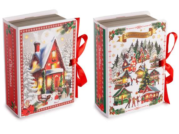 Christmas paper book box with ribbon closure