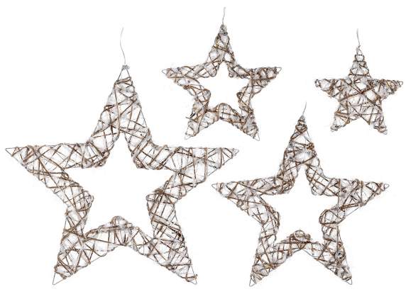 4 stars set in jute with metal core and LED lights