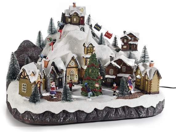 Christmas landscape in resin w - lights, 8 songs and movemen