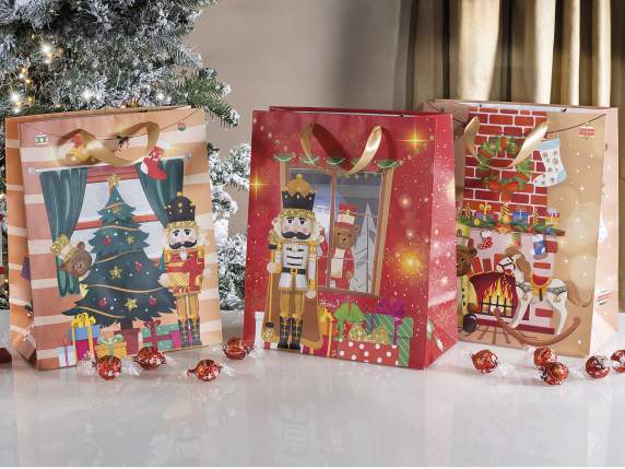 Large paper bag - envelope with glitter vintage print