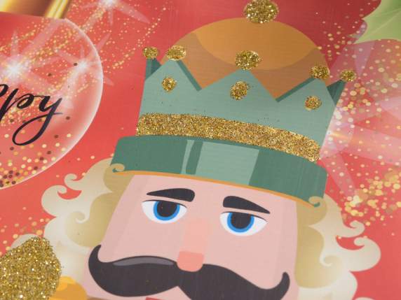 Nutcracker paper bag with glitter and satin handles