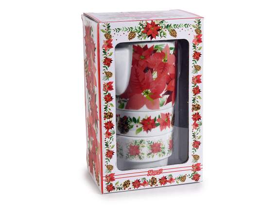 Stackable porcelain teapot and 2 cups set