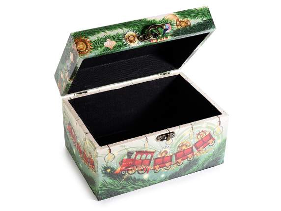 Set 2 wooden boxes with hook closure Christmas decorations
