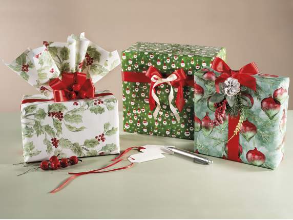 Pack of 60 sheets of wrapping paper with Christmas print